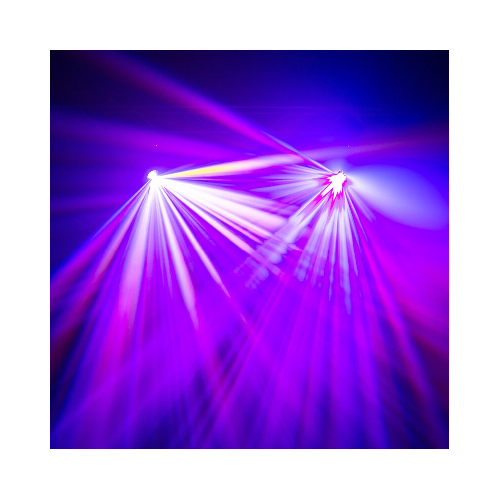 Evolite Pair of professional Beam moving heads, motorized focus, 11 Gobo wheel, 14 color wheel, 8-facet prism and 24-facet triple prism