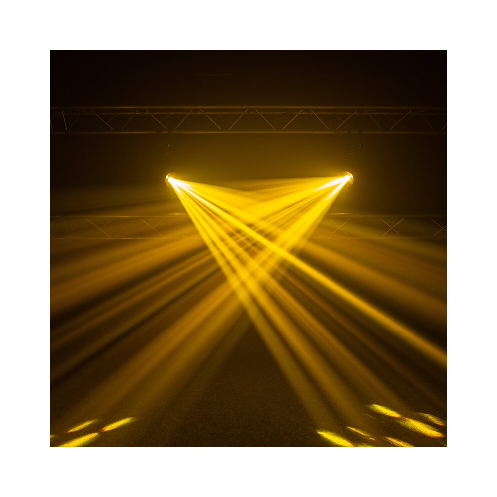 Evolite Pair of professional Beam moving heads, motorized focus, 11 Gobo wheel, 14 color wheel, 8-facet prism and 24-facet triple prism