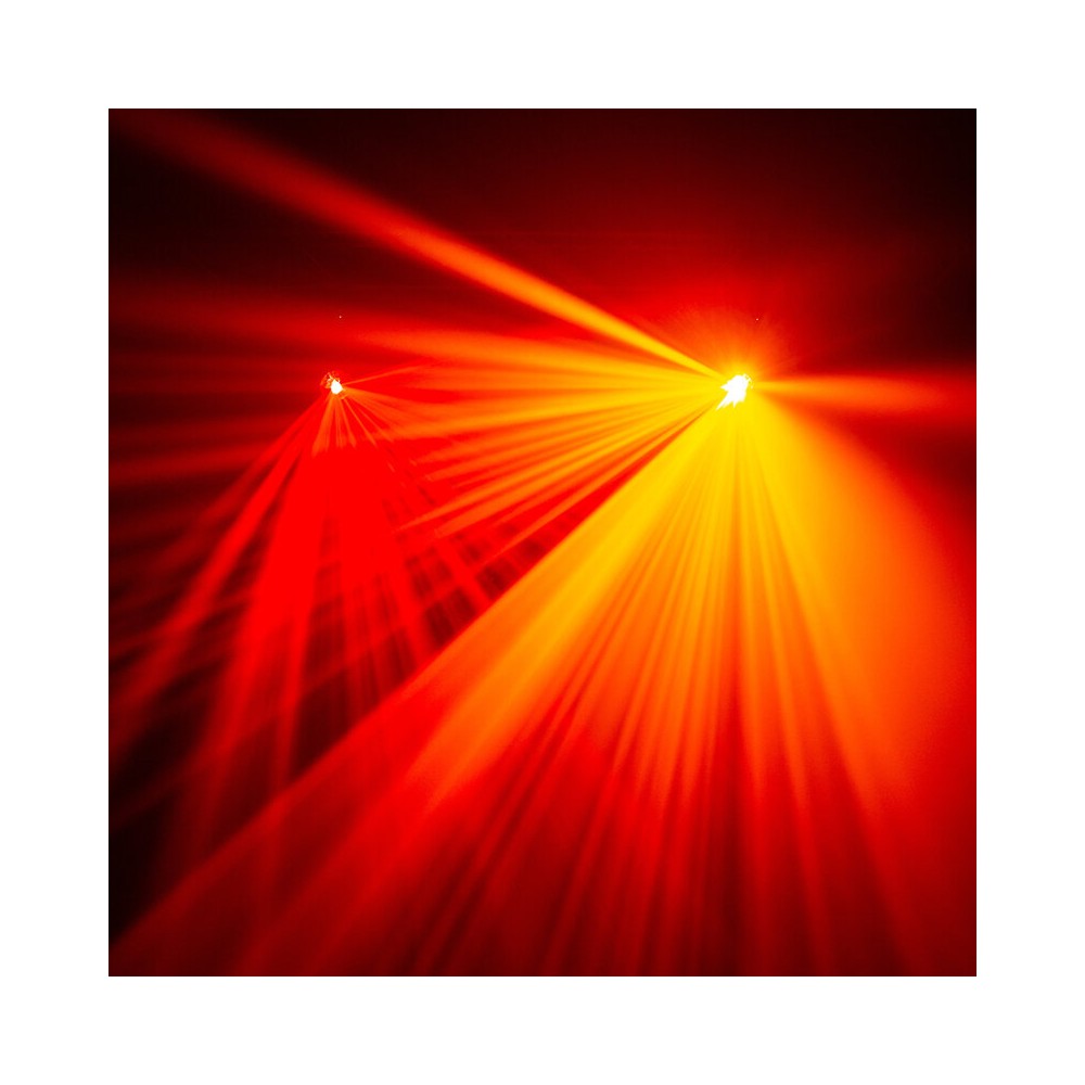 Evolite Pair of professional Beam moving heads, motorized focus, 11 Gobo wheel, 14 color wheel, 8-facet prism and 24-facet triple prism