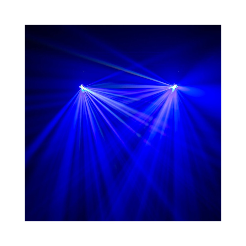 Evolite Pair of professional Beam moving heads, motorized focus, 11 Gobo wheel, 14 color wheel, 8-facet prism and 24-facet triple prism