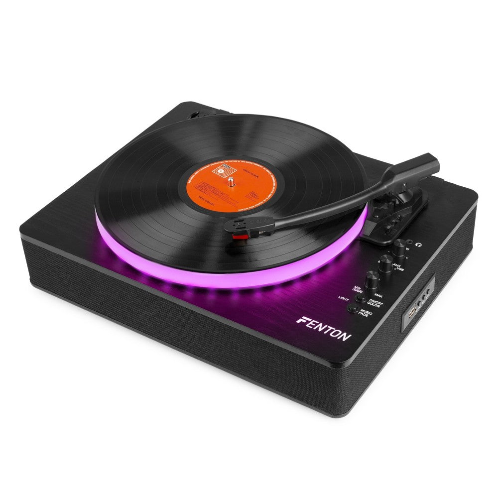 FENTON RP162LED TURNTABLE WITH BT INPUT/OUTPUT BLACK