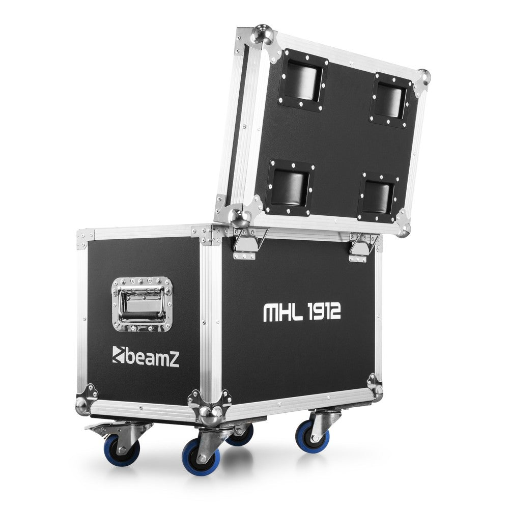 BEAMZ MHL1912 PAIR OF WASH MOVING HEADS WITH ZOOM AND FLIGHT CASE