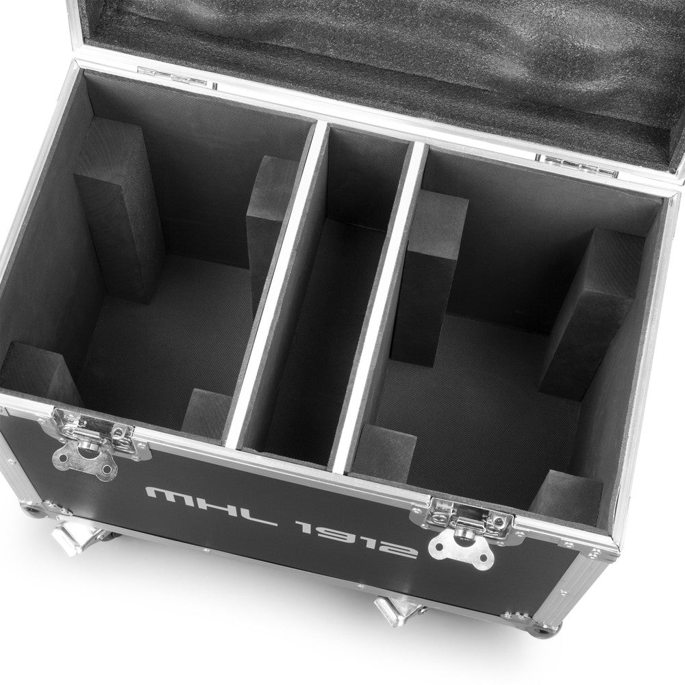 BEAMZ MHL1912 PAIR OF WASH MOVING HEADS WITH ZOOM AND FLIGHT CASE