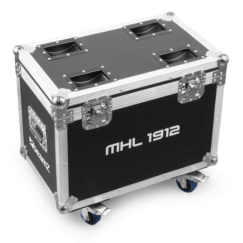 BEAMZ MHL1912 PAIR OF WASH MOVING HEADS WITH ZOOM AND FLIGHT CASE