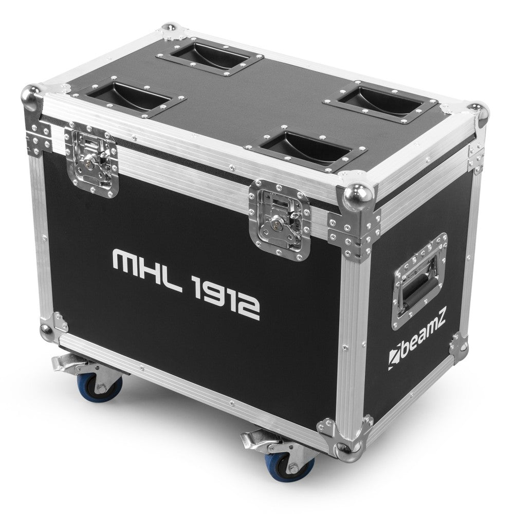 BEAMZ MHL1912 PAIR OF WASH MOVING HEADS WITH ZOOM AND FLIGHT CASE