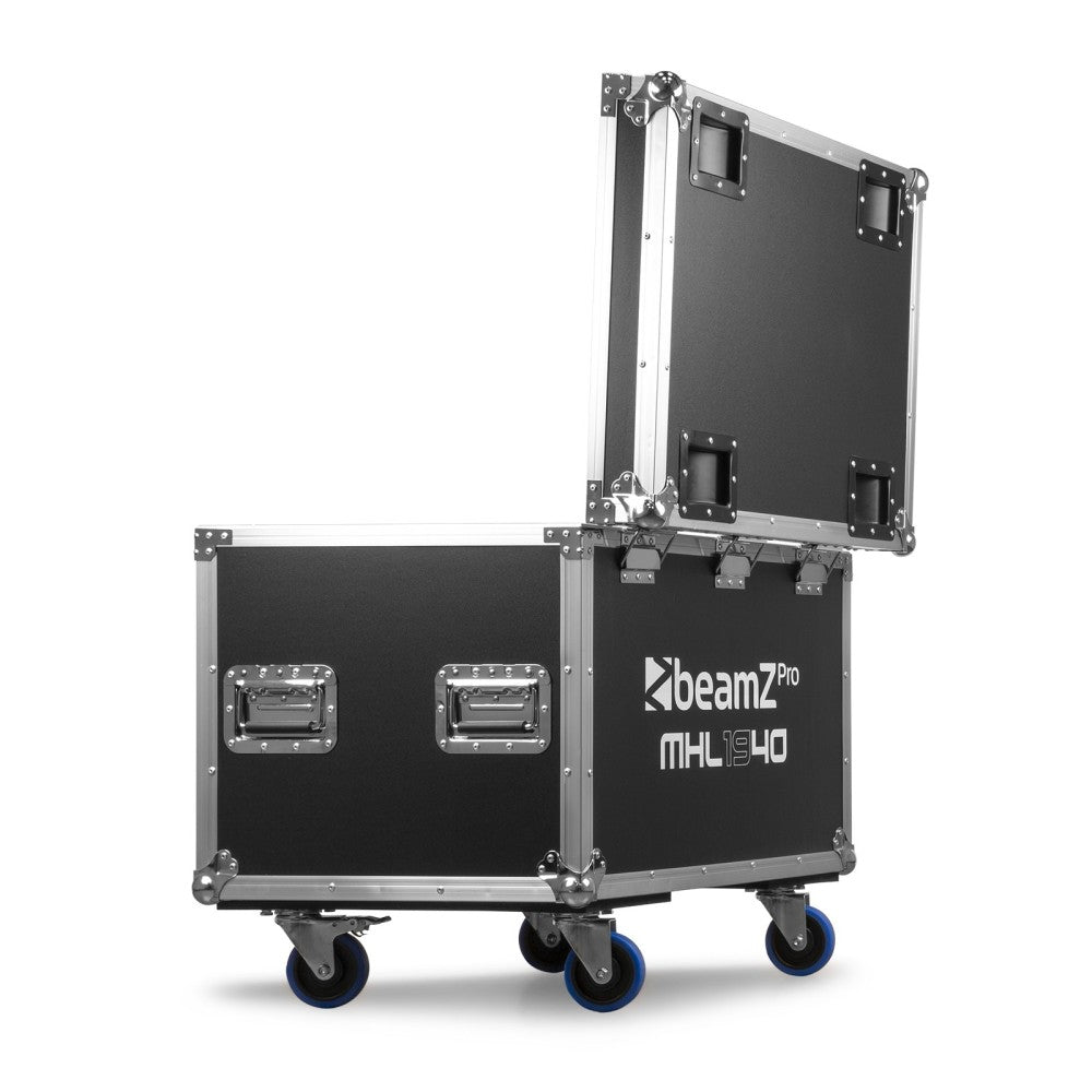 BEAMZ MHL1940 PAR DE CABEZALES MÓVILES 19X40W CON ANILLO, ZOOM Y FLIGHTCASE