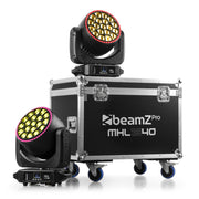 BEAMZ MHL1940 COPPIA DI TESTE MOBILI 19X40W CON RING, ZOOM E FLIGHTCASE