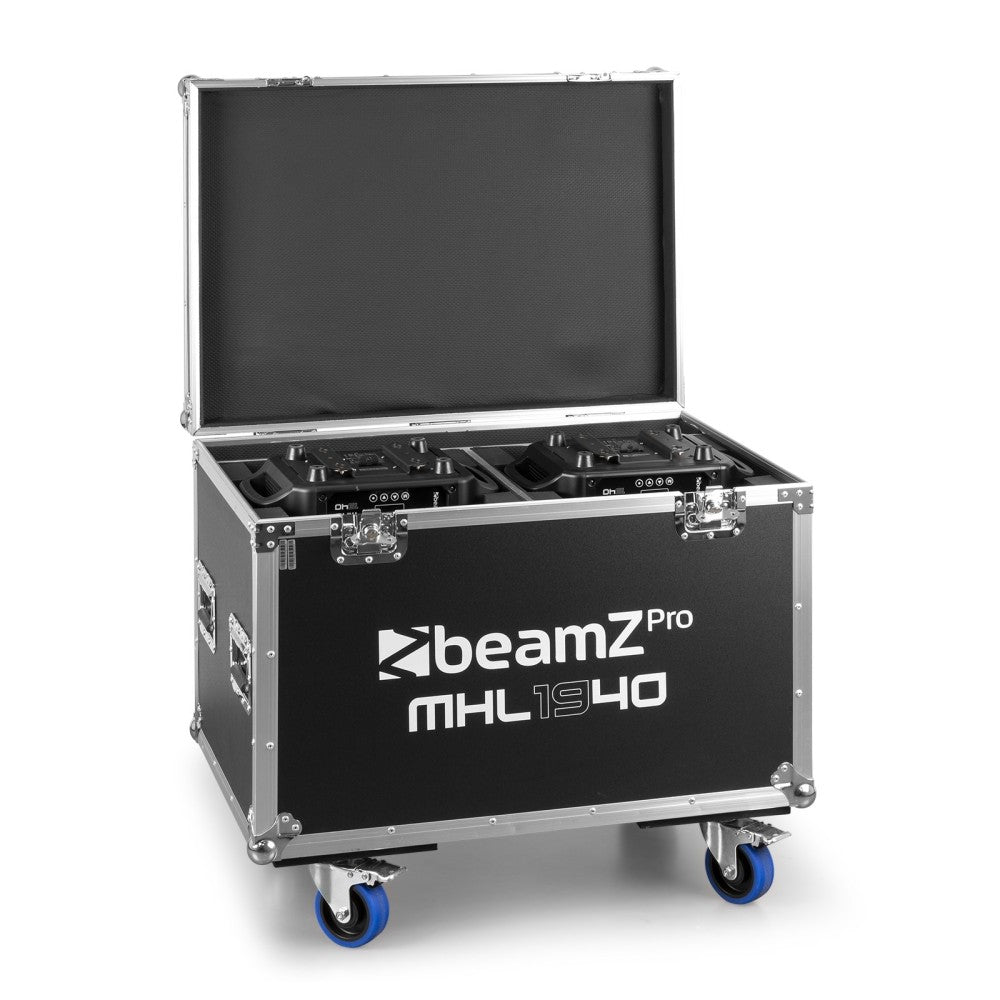 BEAMZ MHL1940 PAR DE CABEZALES MÓVILES 19X40W CON ANILLO, ZOOM Y FLIGHTCASE