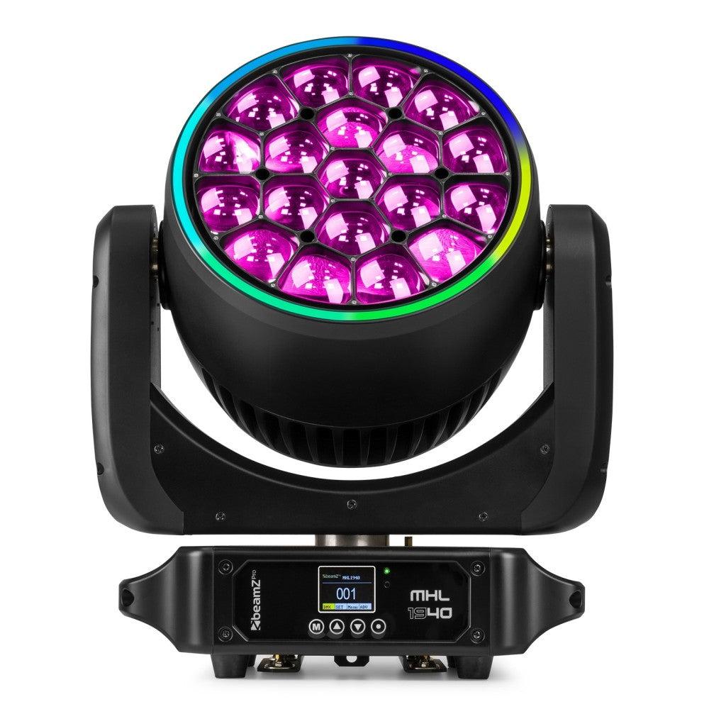 BEAMZ MHL1940 TESTA MOBILE CON 19 LED DA 40W, RING E ZOOM