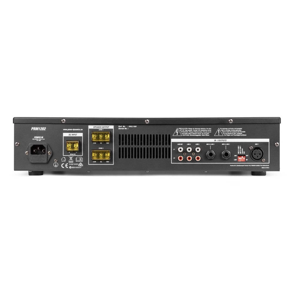 POWER DYNAMICS PRM1202 AMPLIFICADOR MATRIZ DE 2 ZONAS 100 V 2X 120 W