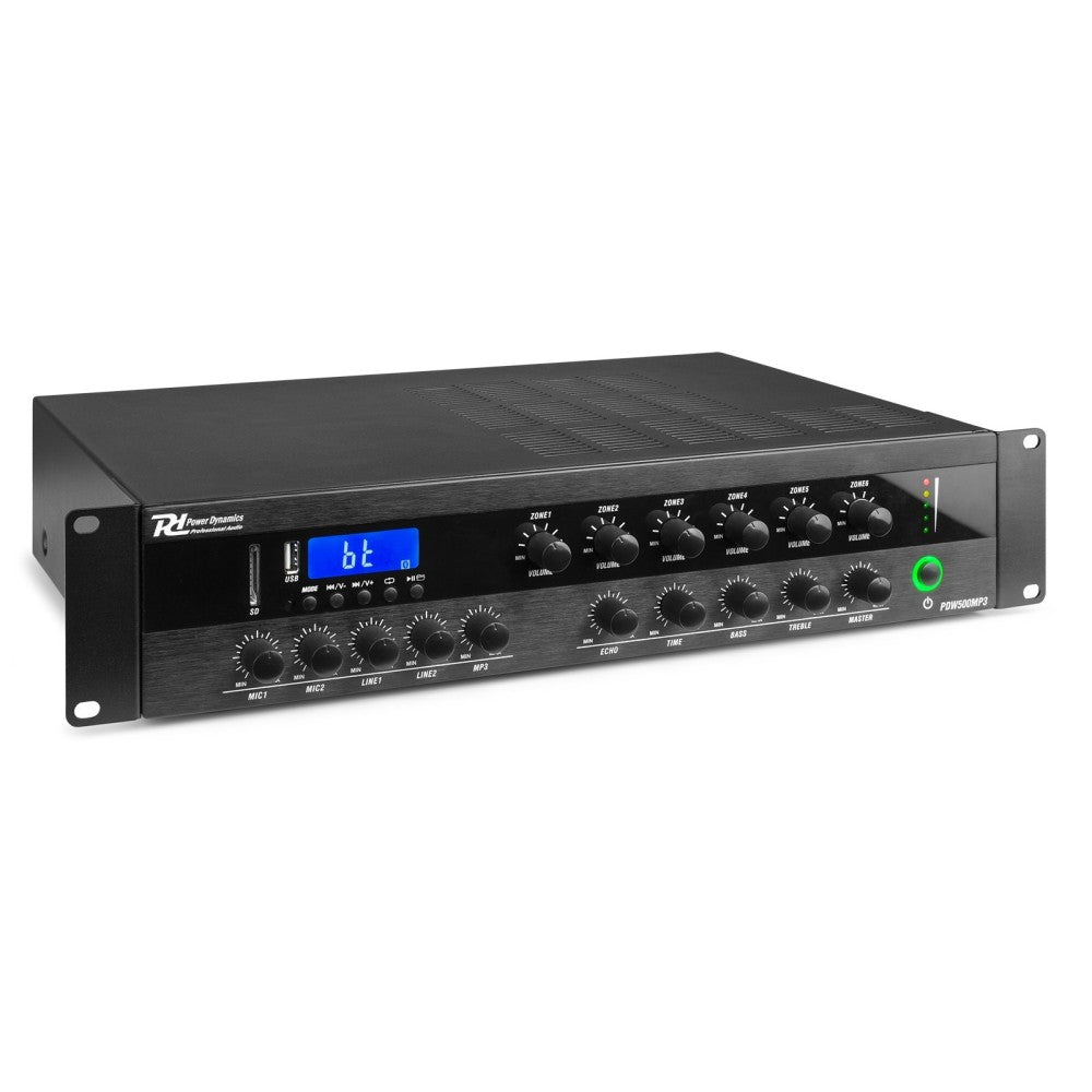 POWER DYNAMICS PDW500MP3 AMPLIFICADOR MEZCLADOR PA 500W/100V 6 ZONAS