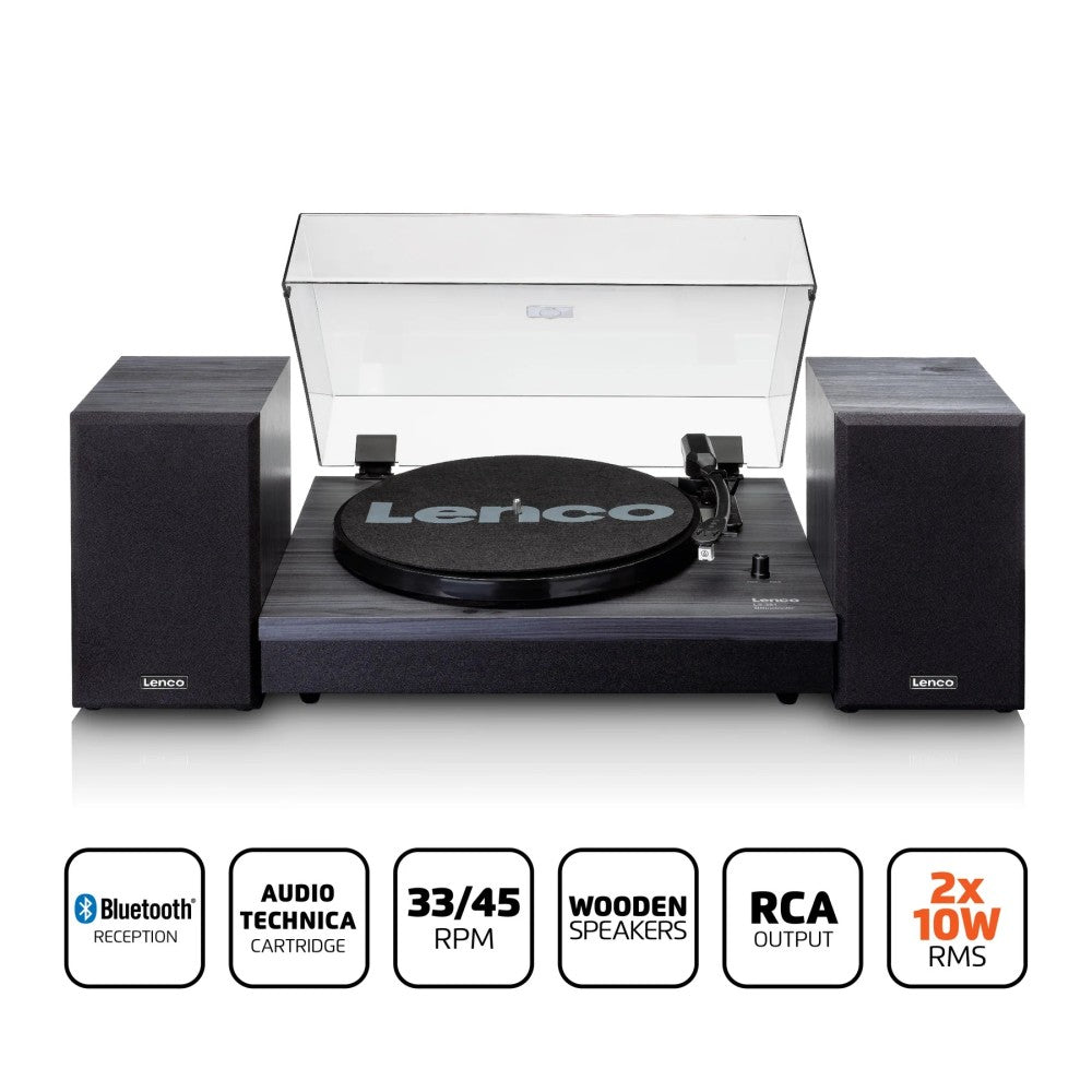 LENCO LS-301BK - TOCADISCOS CON BLUETOOTH Y 2 ALTAVOCES SEPARADOS