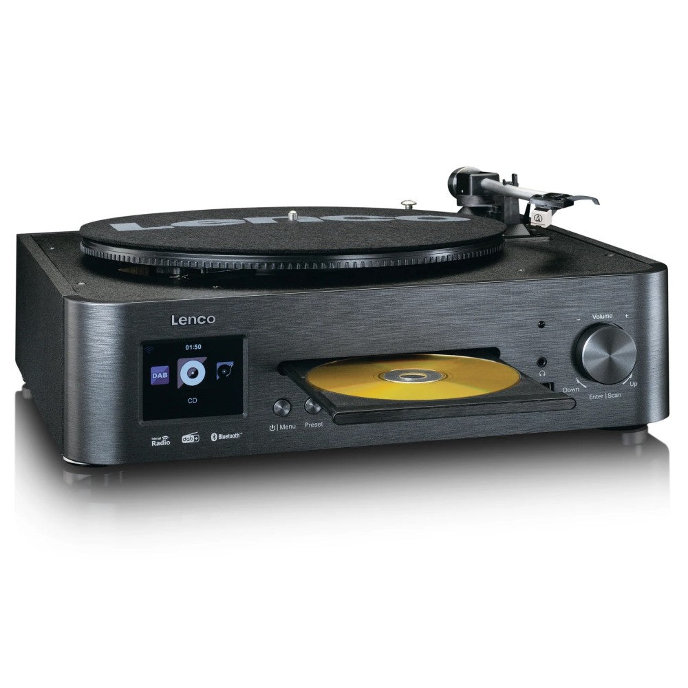 LENCO MC-460BK Impianto stereo HiFi con giradischi, CD, radio DAB+/FM e Bluetooth