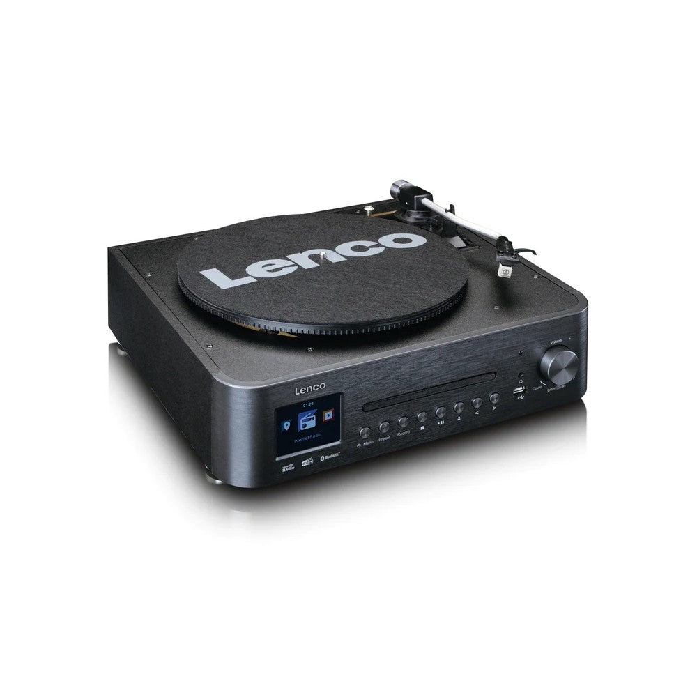 LENCO MC-460BK Impianto stereo HiFi con giradischi, CD, radio DAB+/FM e Bluetooth