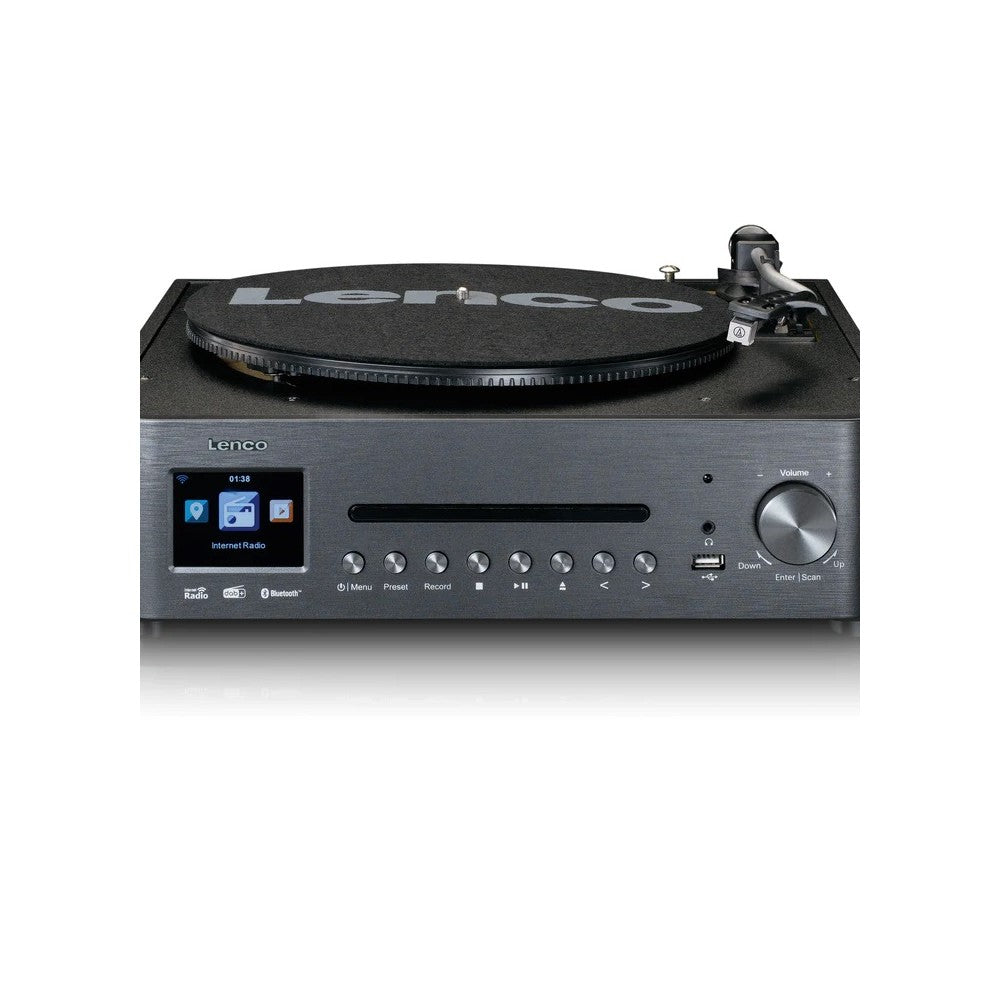 LENCO MC-460BK Impianto stereo HiFi con giradischi, CD, radio DAB+/FM e Bluetooth
