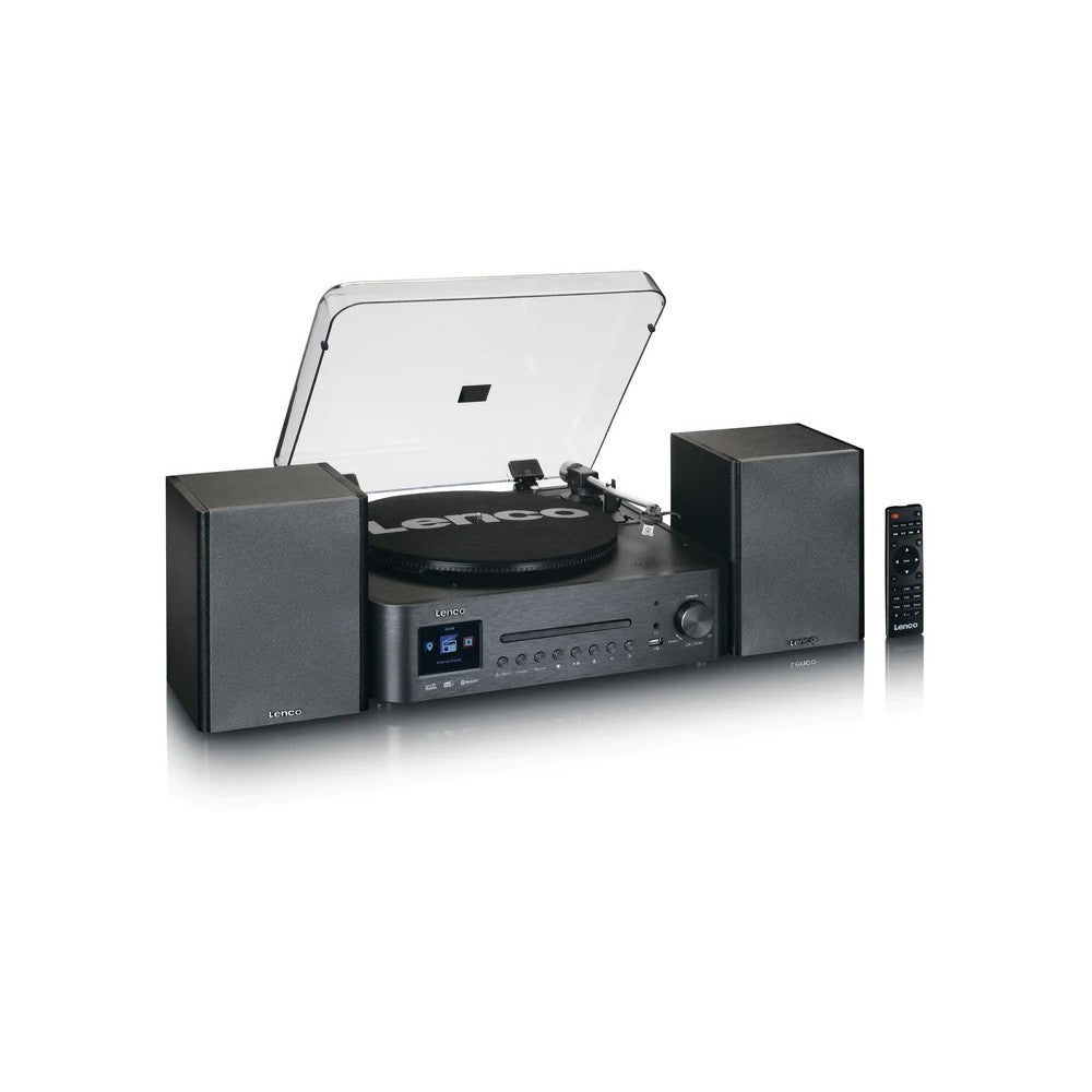 LENCO MC-460BK Impianto stereo HiFi con giradischi, CD, radio DAB+/FM e Bluetooth