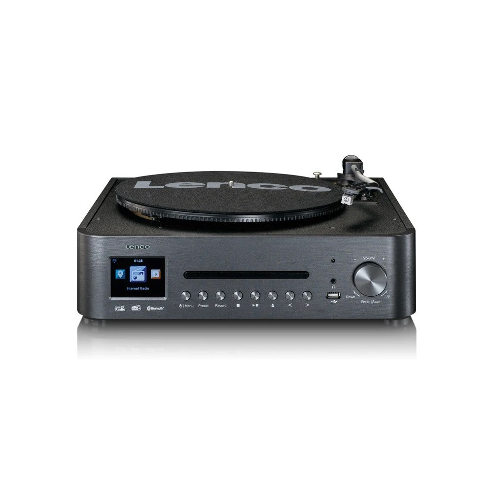 LENCO MC-460BK Impianto stereo HiFi con giradischi, CD, radio DAB+/FM e Bluetooth