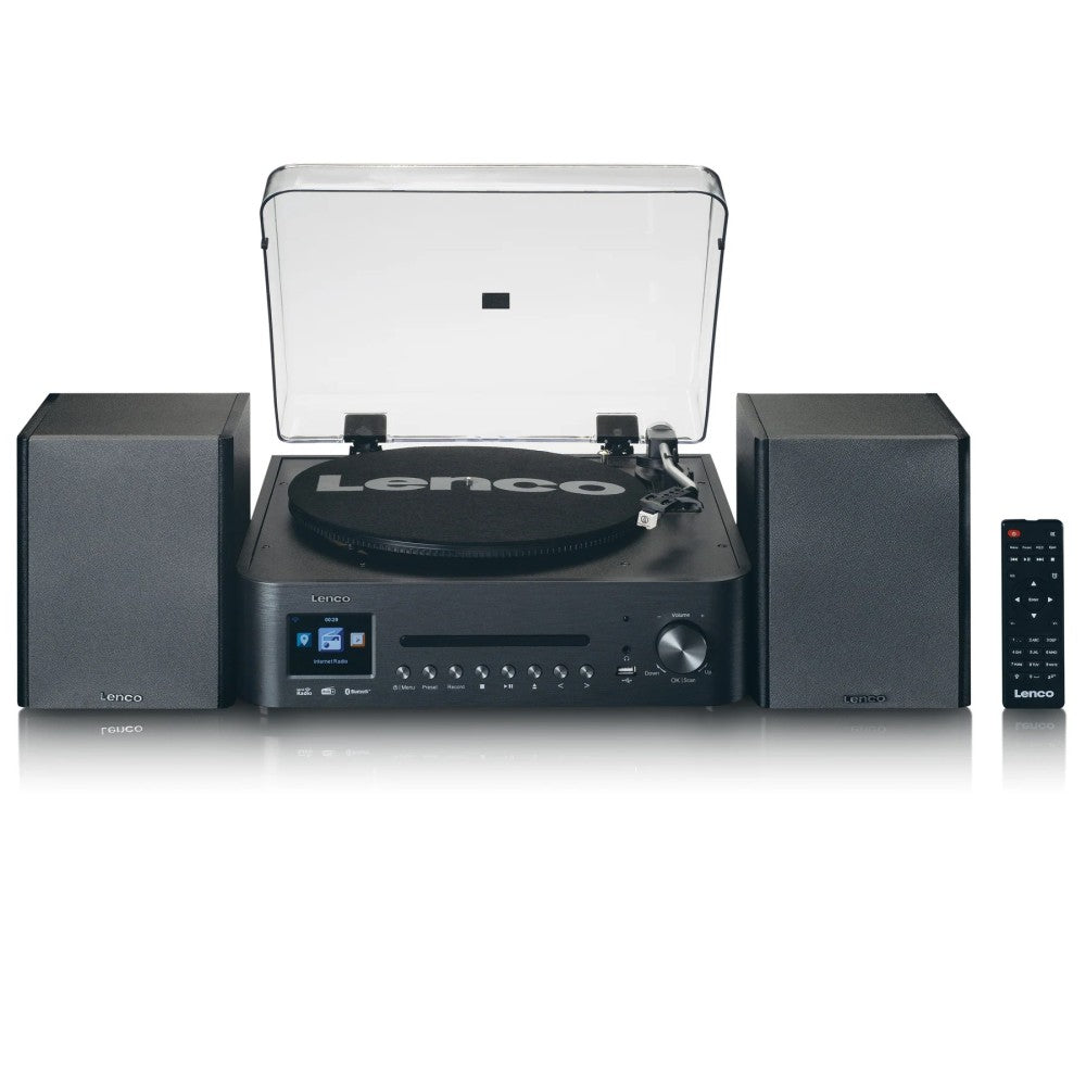 LENCO MC-460BK Impianto stereo HiFi con giradischi, CD, radio DAB+/FM e Bluetooth