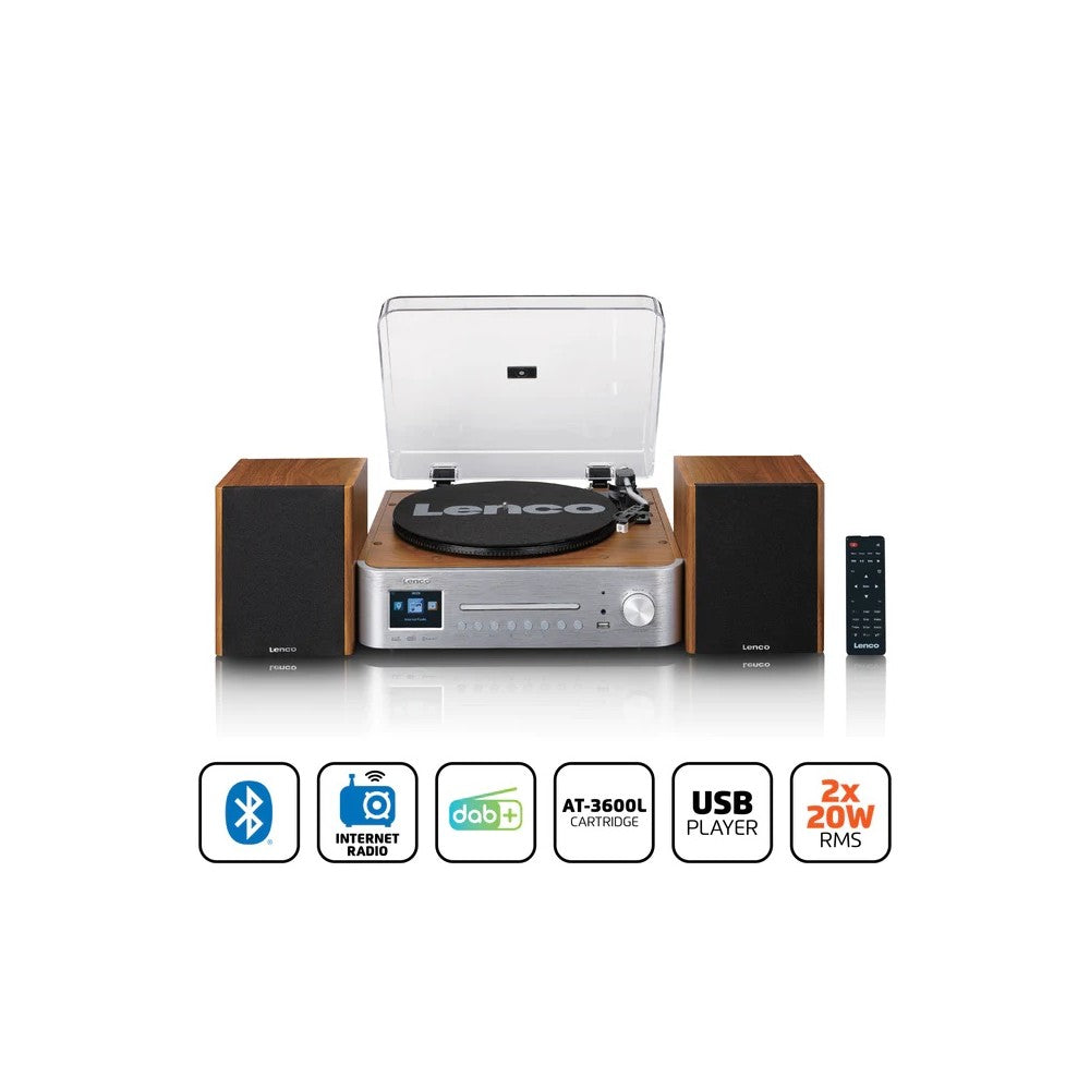 LENCO MC-660WDSI Impianto stereo HiFi con giradischi, CD, radio DAB+/FM e Bluetooth