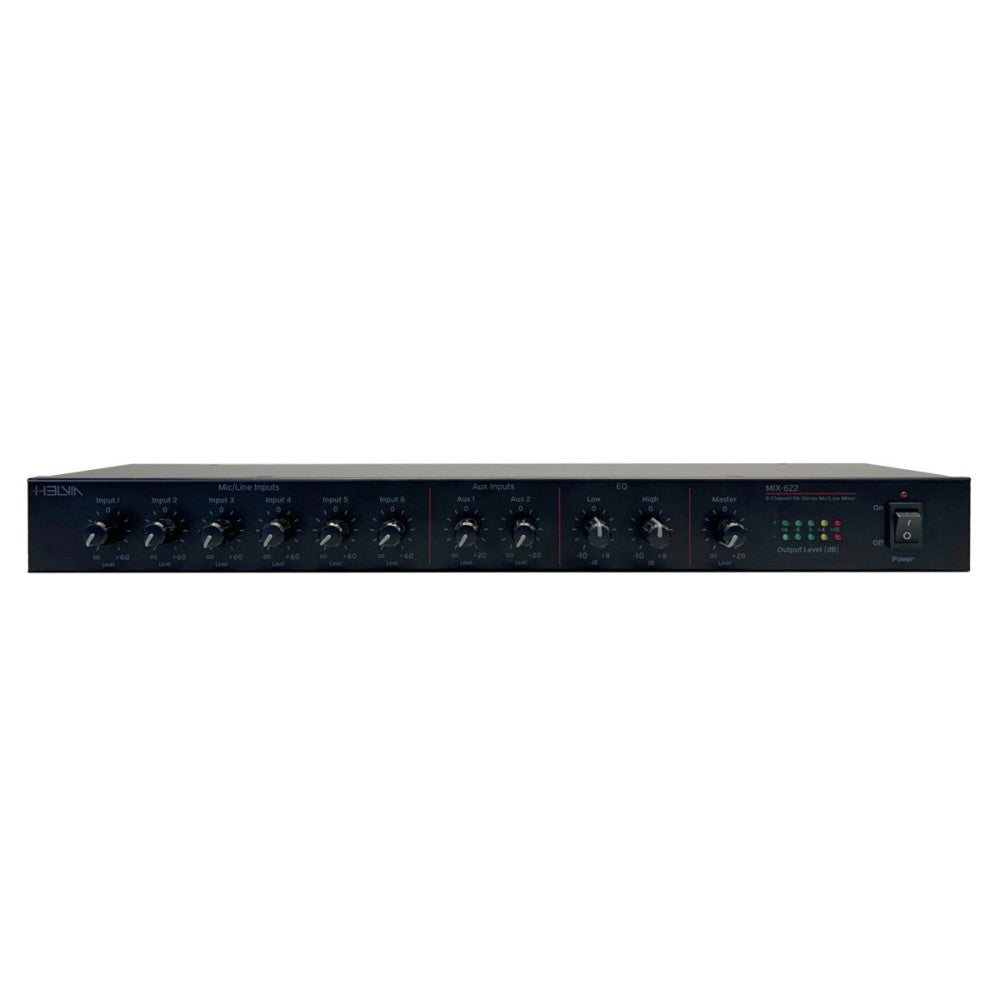 MIXER 8-CANALI HELVIA HMIX-622 USCITE STEREO 1U RACK