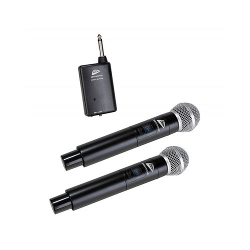 JB Systems 2,4 GHz wireless microphone system, 2 handheld mics + receiver with 6,3 mm M. jack