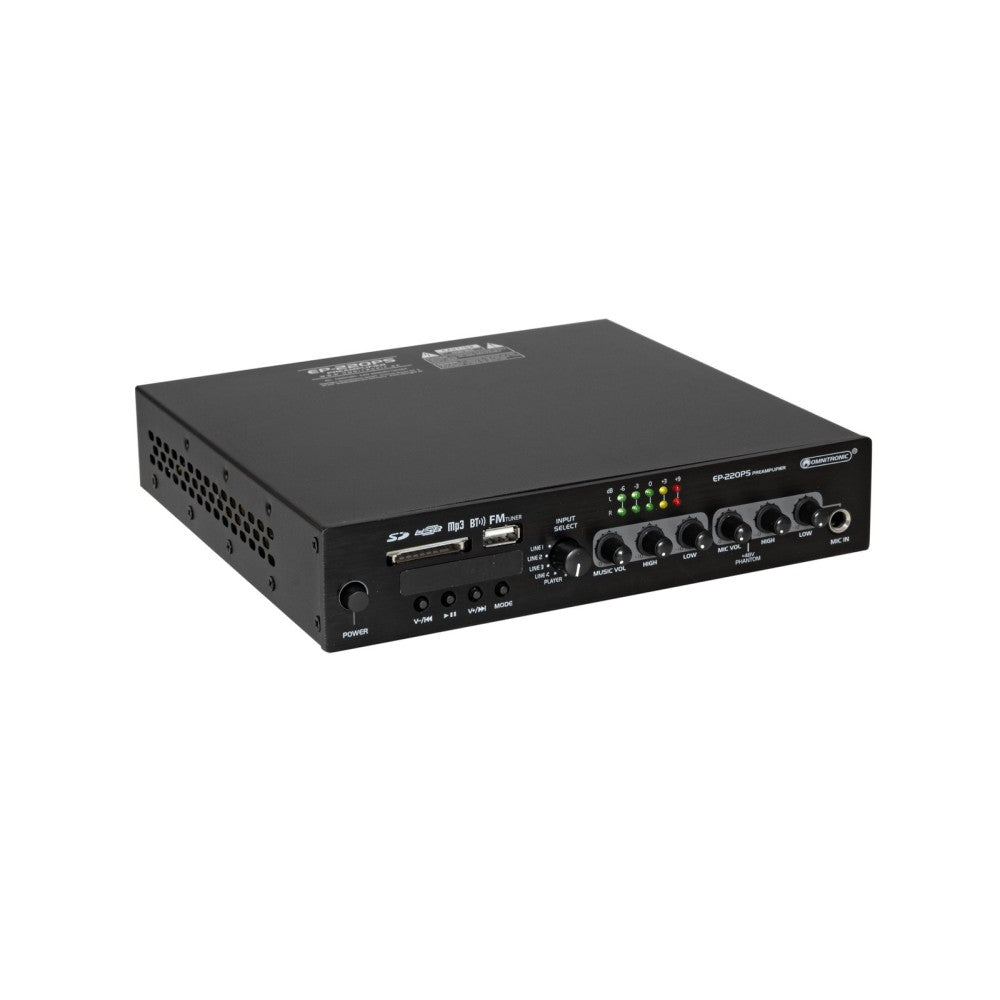 OMNITRONIC EP-220PS Preamplificador de 9,5" con reproductor de MP3, Bluetooth y radio FM