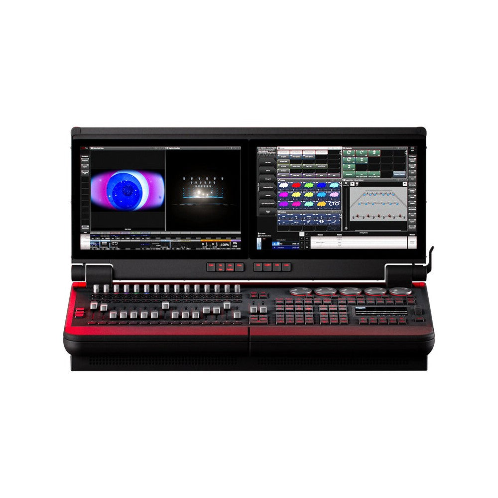 Avolites 15 motorised fader lighting console, 2 x 16" touch displays