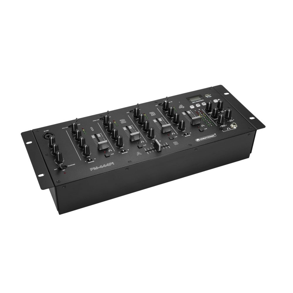 OMNITRONIC PM-444Pi Mezclador de DJ de 4 canales con reproductor e interfaz USB