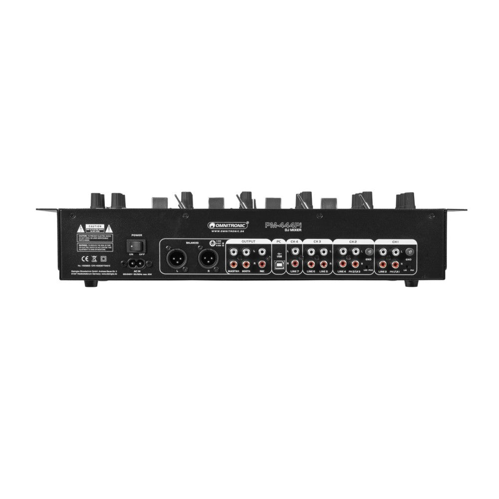 OMNITRONIC PM-444Pi Mezclador de DJ de 4 canales con reproductor e interfaz USB