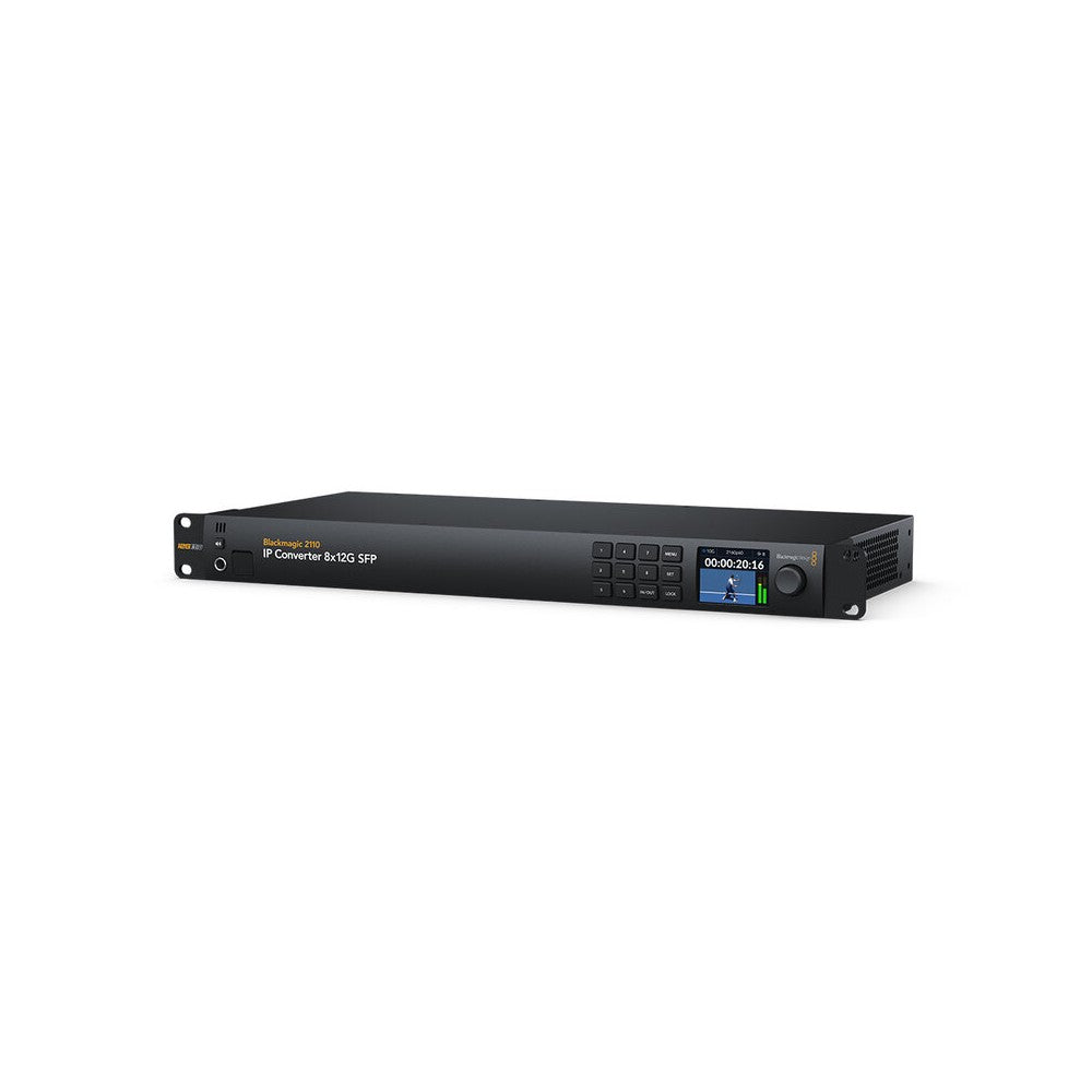 Blackmagic Design 8 independent bidirectional 12G-SDI to SMPTE-2110 IP video converters using SFP modules for compatibility with