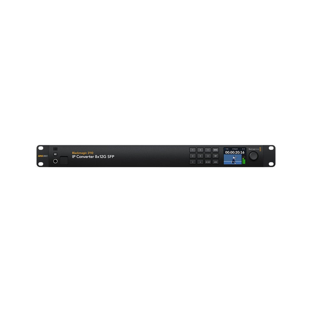 Blackmagic Design 8 independent bidirectional 12G-SDI to SMPTE-2110 IP video converters using SFP modules for compatibility with