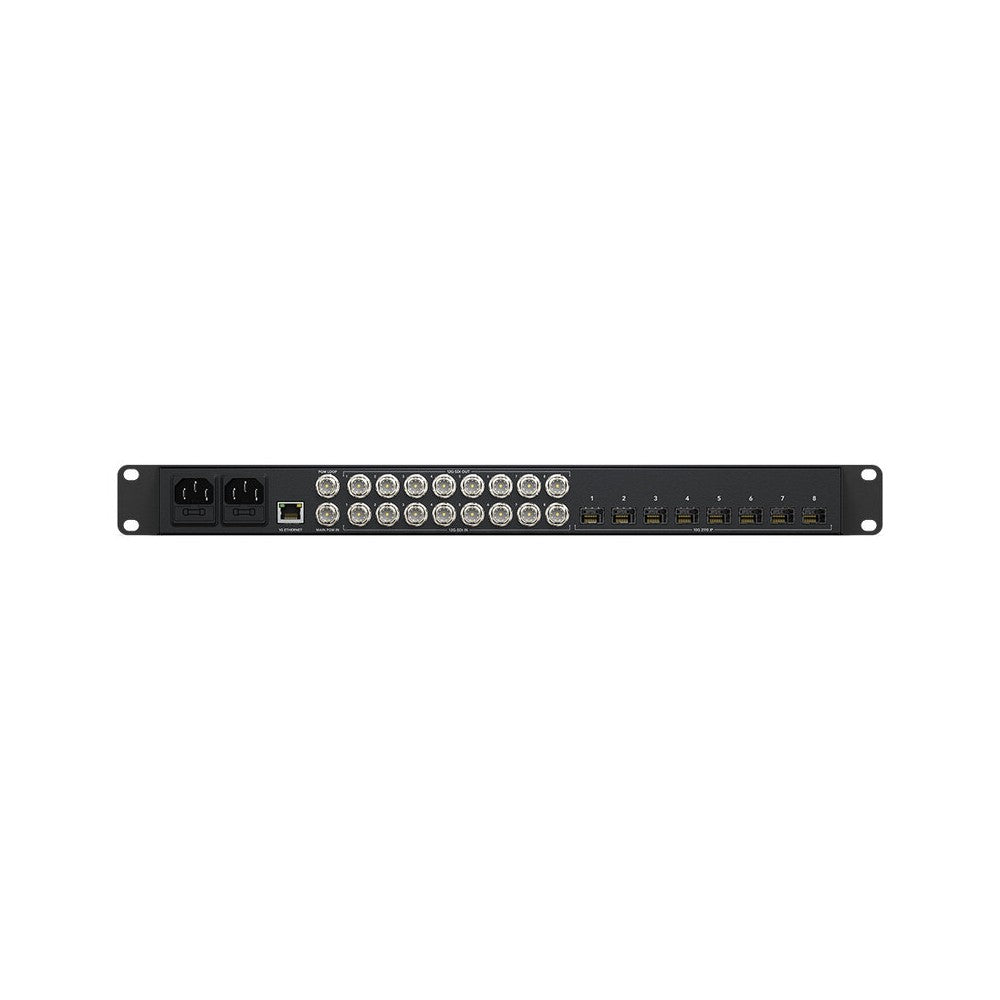 Blackmagic Design 8 independent bidirectional 12G-SDI to SMPTE-2110 IP video converters using SFP modules for compatibility with