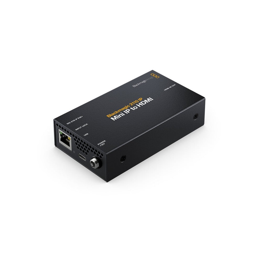 Blackmagic Design 2110 IP to HDMI converter, 10G Ethernet, supports HD and Ultra HD standards up to 2160p 60, DC power supply included