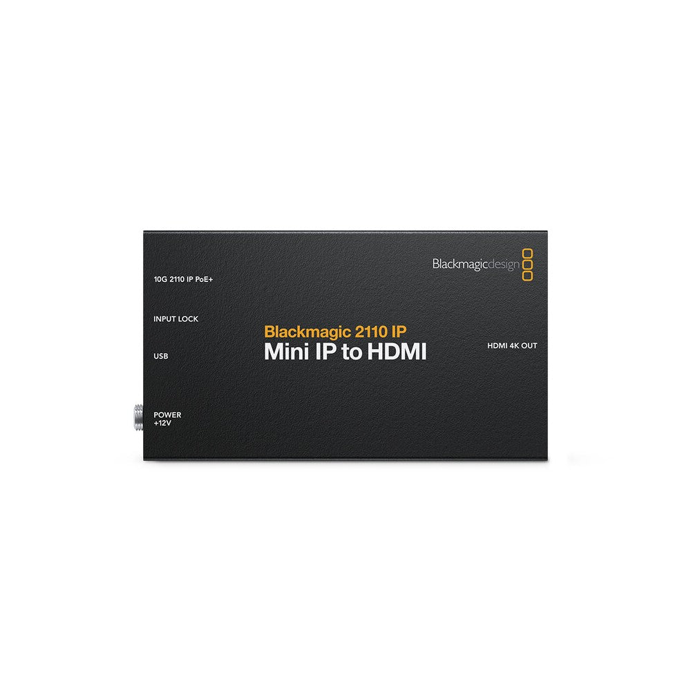 Blackmagic Design 2110 IP to HDMI converter, 10G Ethernet, supports HD and Ultra HD standards up to 2160p 60, DC power supply included