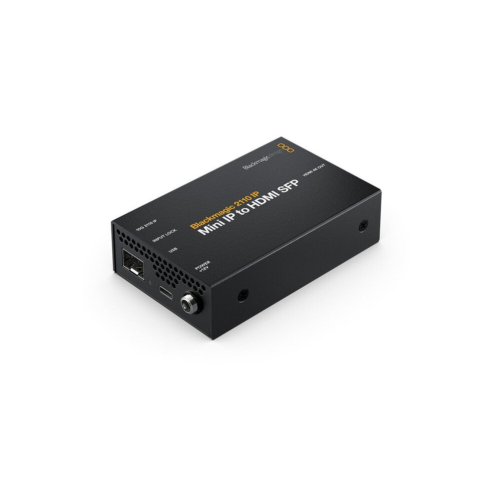 Blackmagic Design 2110 IP to HDMI converter, supports HD and Ultra HD standards up to 2160p 60, standard SFP socket that supports a