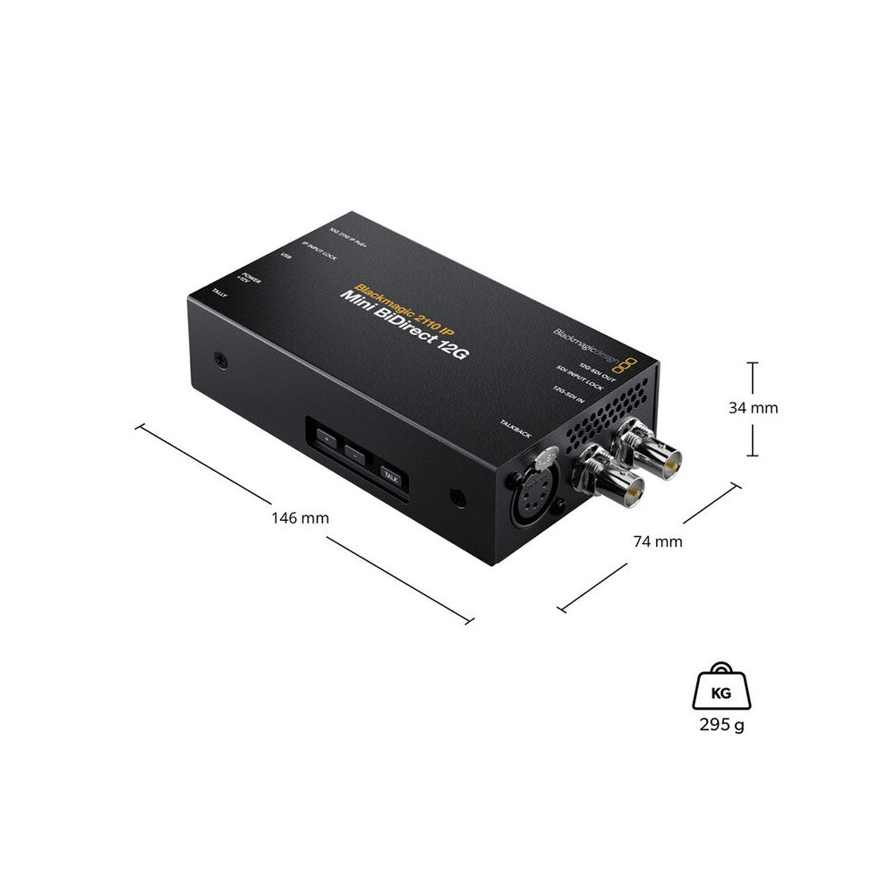 Blackmagic Design Bidirectional SDI to 2110 IP converter, 10G Ethernet, supports HD and Ultra HD standards up to 2160p 60, 5 pin XL