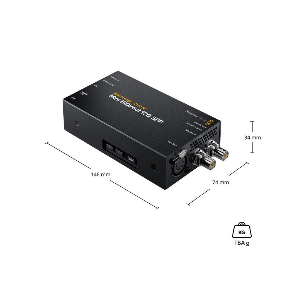 Blackmagic Design Bidirectional SDI to 2110 IP converter, HD and Ultra HD standards up to 2160p60, standard SFP socket that sup