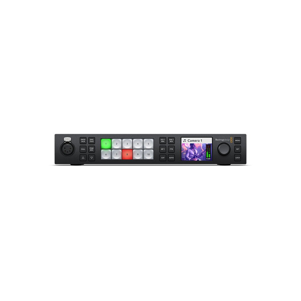 Blackmagic Design Live production switcher, 10 standards converted 12G-SDI inputs, 6 12G-SDI aux outputs, DVE, 4 ATEM advanced keyers