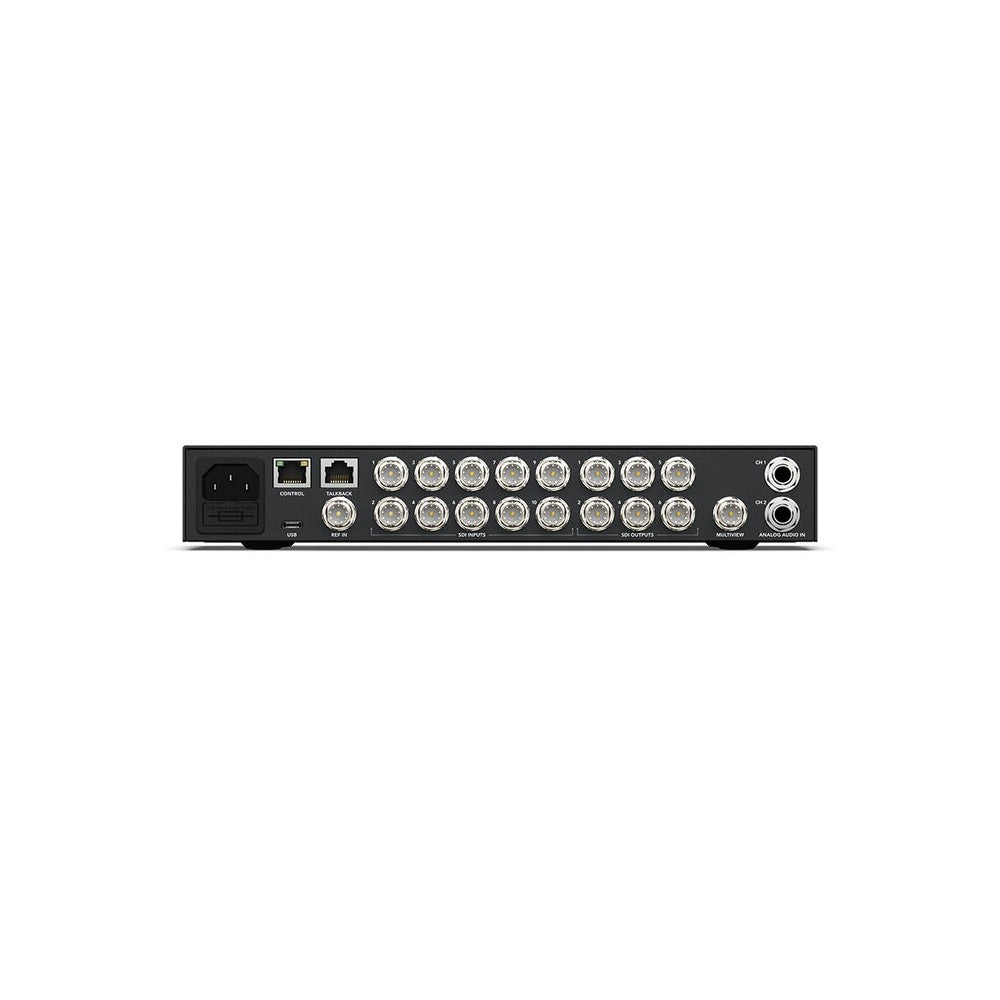 Blackmagic Design Live production switcher, 10 standards converted 12G-SDI inputs, 6 12G-SDI aux outputs, DVE, 4 ATEM advanced keyers