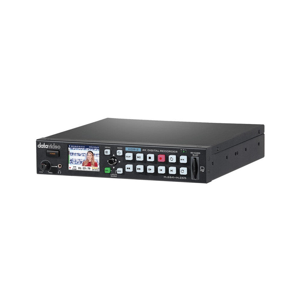 Datavideo 4K 50/60p digital video recorder on SD card with H.265/ H.264 encoding capabilities
