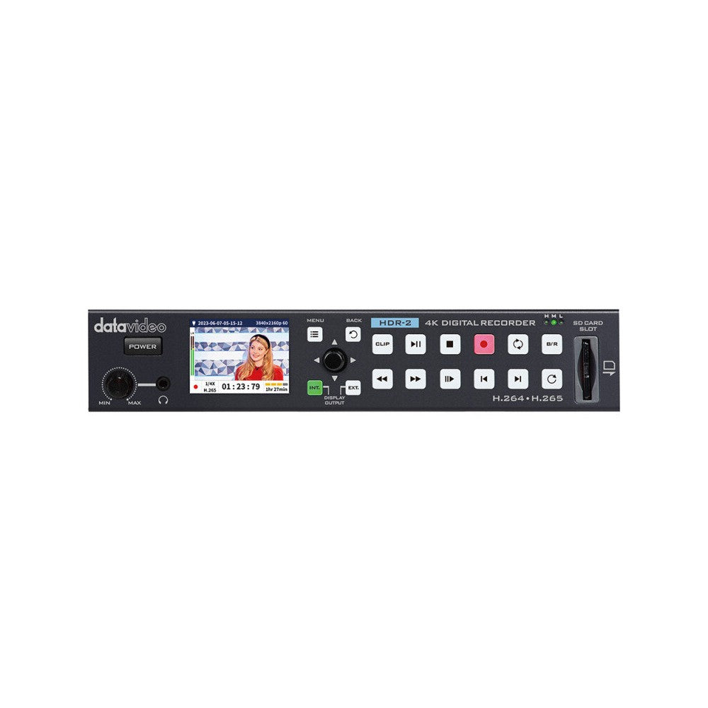 Datavideo 4K 50/60p digital video recorder on SD card with H.265/H.264 encoding capabilities