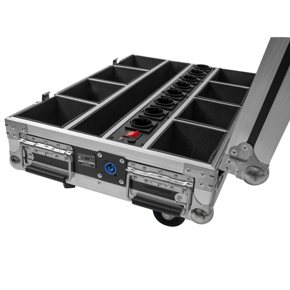 ROADINGER Flightcase 8x AKKU Mini IP UP-4 QCL Spot MK2 con función de carga