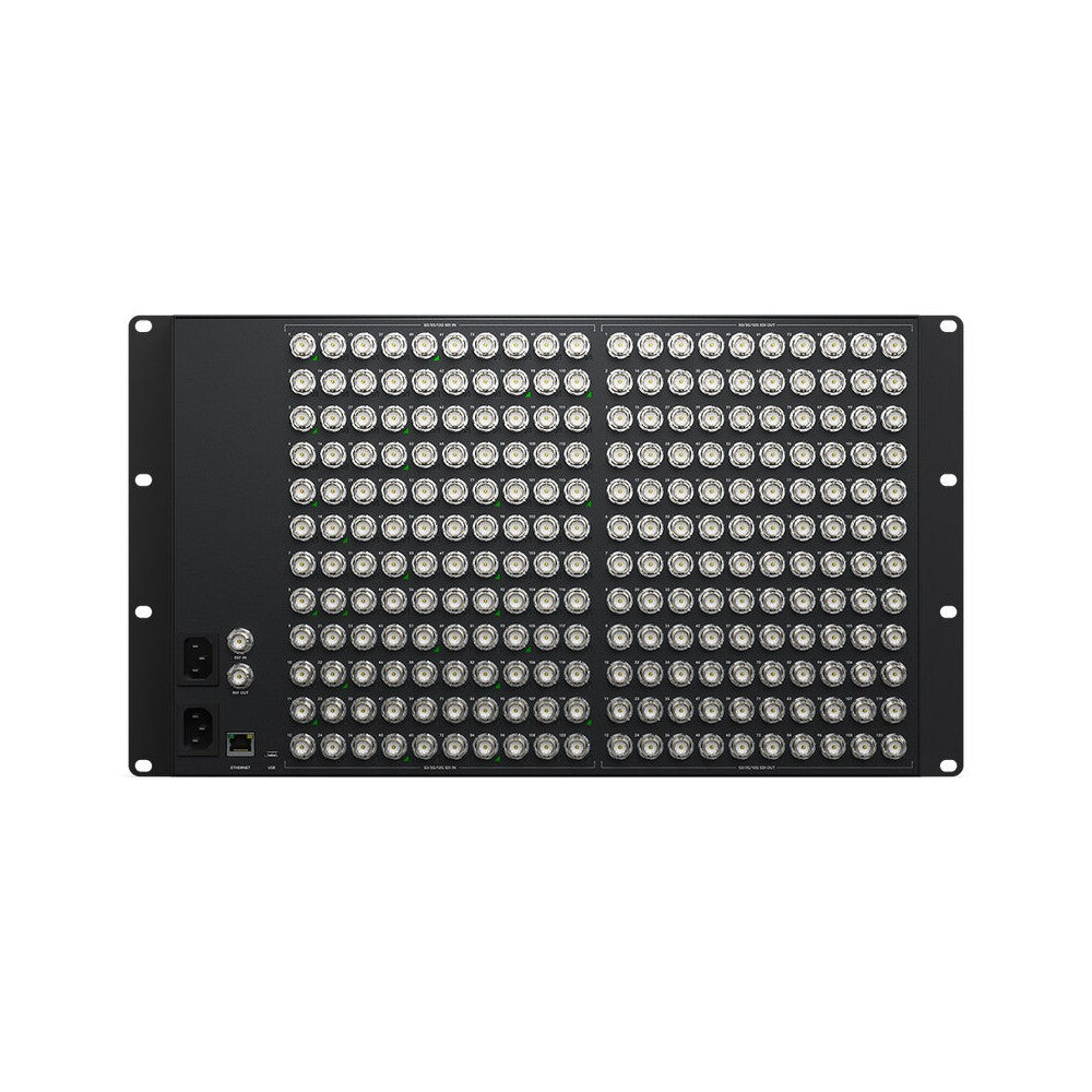 Blackmagic Design Advanced zero latency video router, supports any combination of SD, HD and Ultra HD on the router at the same