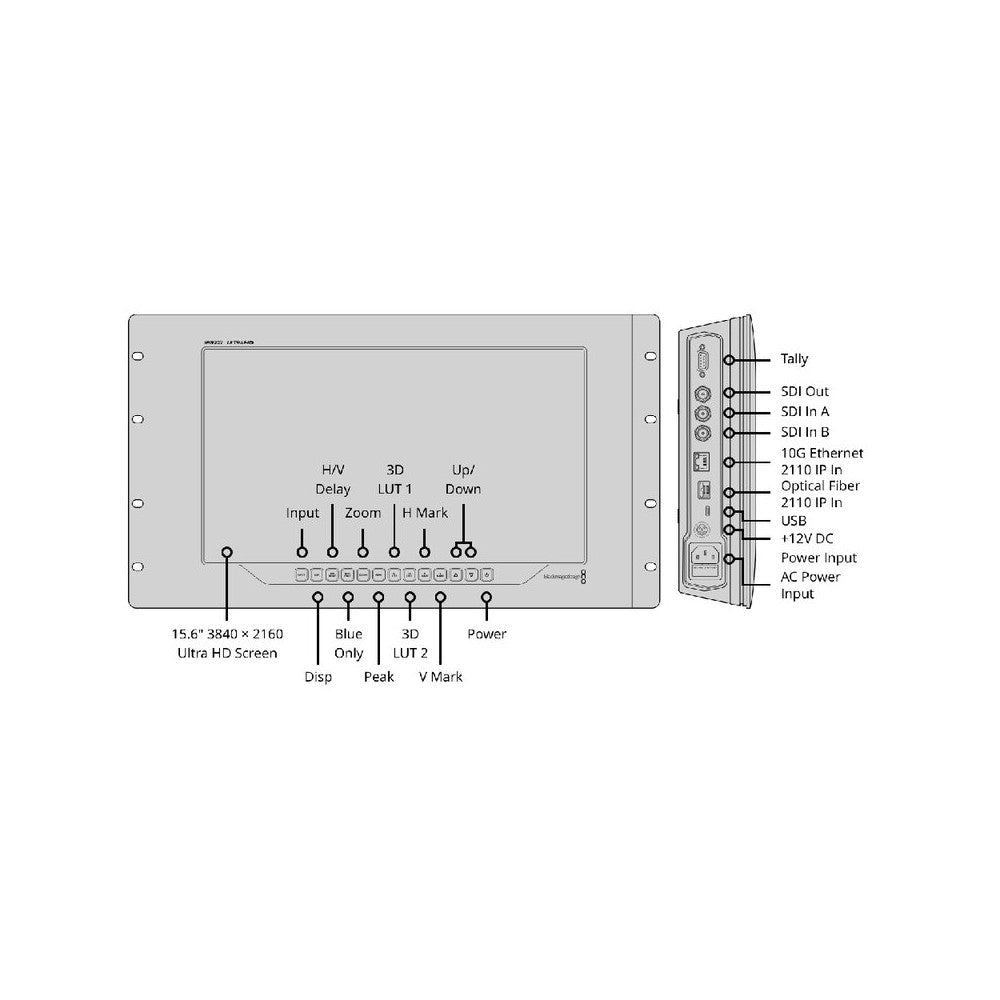 Monitor de difusión Ultra HD de 15,6" de Blackmagic Design con entradas de vídeo IP 12G-SDI y SMPTE-2110, LUT 3D y supervisión de con