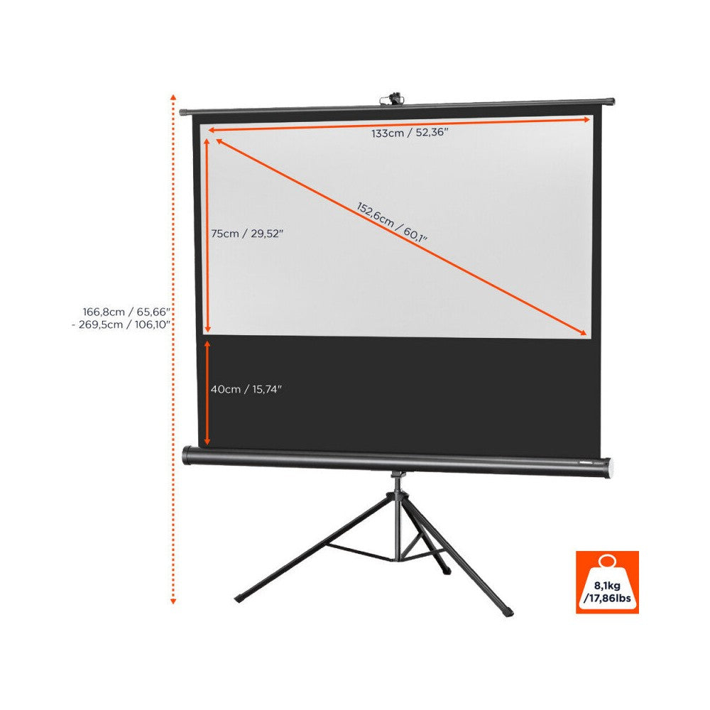 celexon Tripod Economy screen, 133 x 75 cm, 16:9 aspect ratio