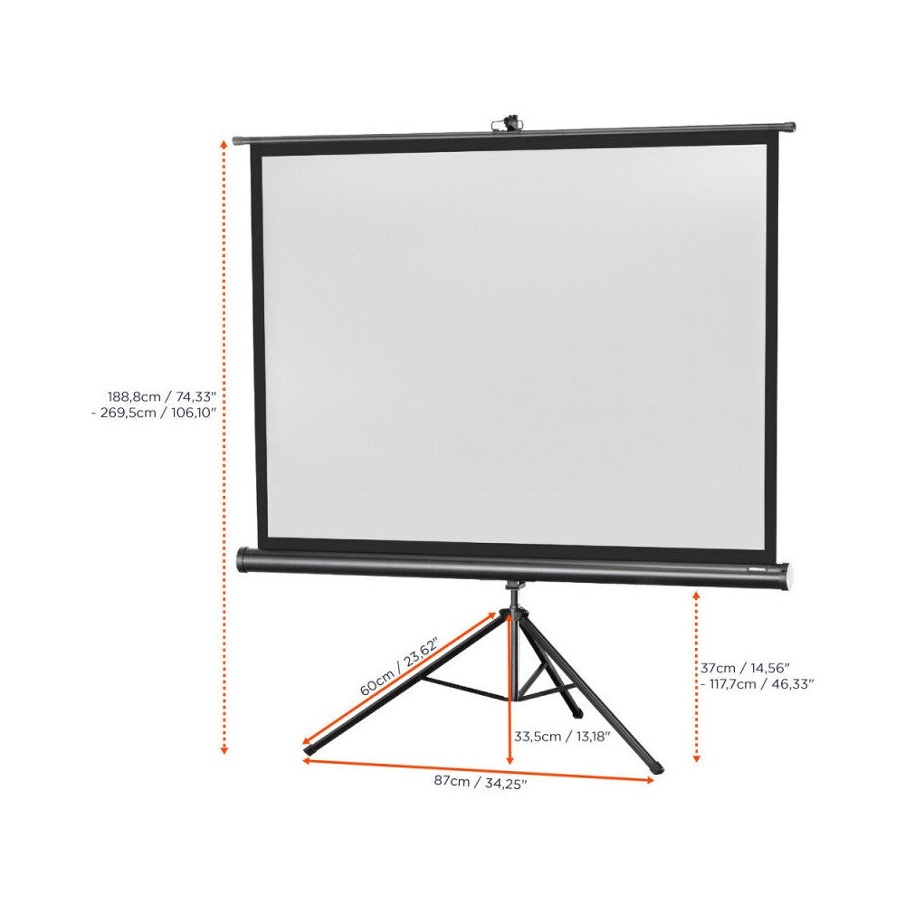 Pantalla de trípode económica celexon, 176 x 132 cm de superficie visible, formato 4:3