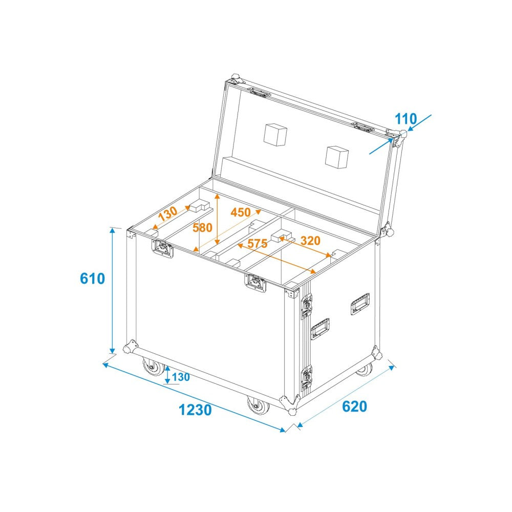 ROADINGER Flightcase 2x DMH-640 with wheels