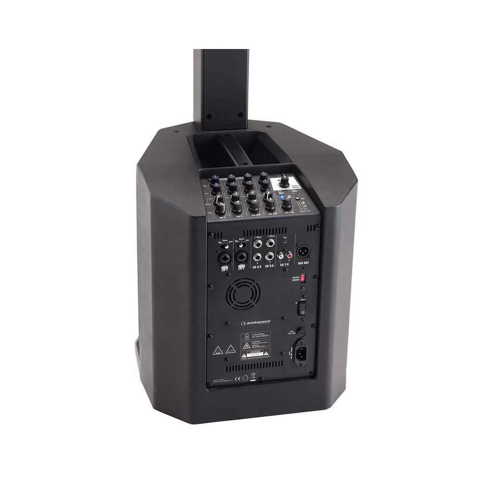 Audiophony Sistema de subwoofer activo + columnas de suelo con Bluetooth TWS, 500 W de potencia máx., mezclador, batería de litio
