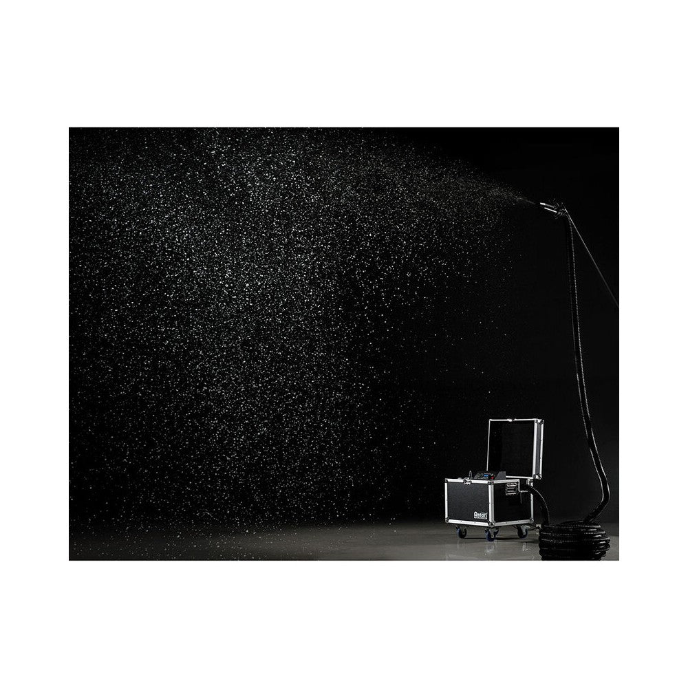 Antari 890 W high output snow machine with 10 m hose, 3-pin and 5-pin DMX, flight case on wheels