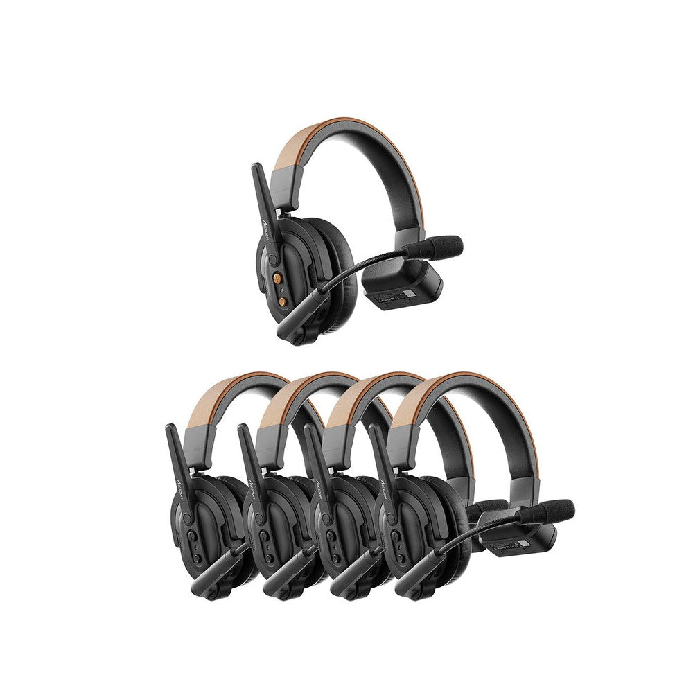 ACCSOON Host headset + 4  remote headsets of the CoMo SE wireless intercom system, 2.4 GHz full-duplex
